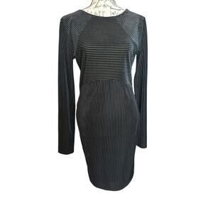 Vintage Windsor Black 90s Stretch Velvet Pinstripe Dress Size M MadeinUSA Party